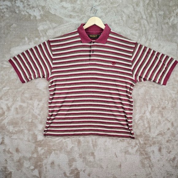Timberland Other - Vintage Timberland Red Striped T Shirt Weathergear Polo Mens Size L Short Sleeve